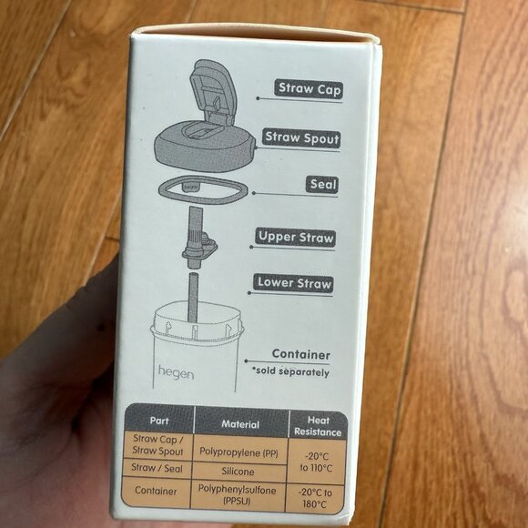 Hegen Grey Straw Spout BPA Free Baby Cup Attachment Leak Proof New in Box - Picture 3 of 5